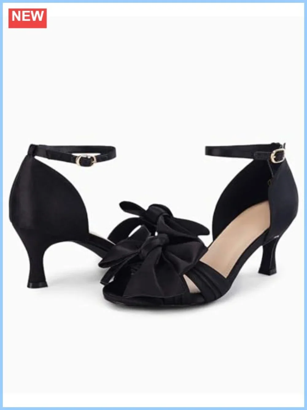 Women's Satin Kitten Heel Bow Sandals Ankle Strap Wedding Shoes